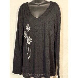 Long Sleeve Size Xxl Burnout‎ Sheer Gray Dandelion T Shirt